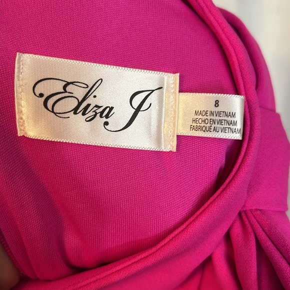 Eliza J NWT Size 8 Hot Pink Midi Dress Big Bow (0104) - Picture 4 of 10